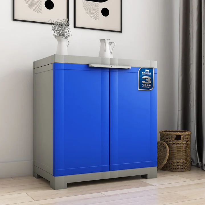 Freedom Mini Plastic Storage Cabinet - 2 Door (Blue & Grey), product view 1