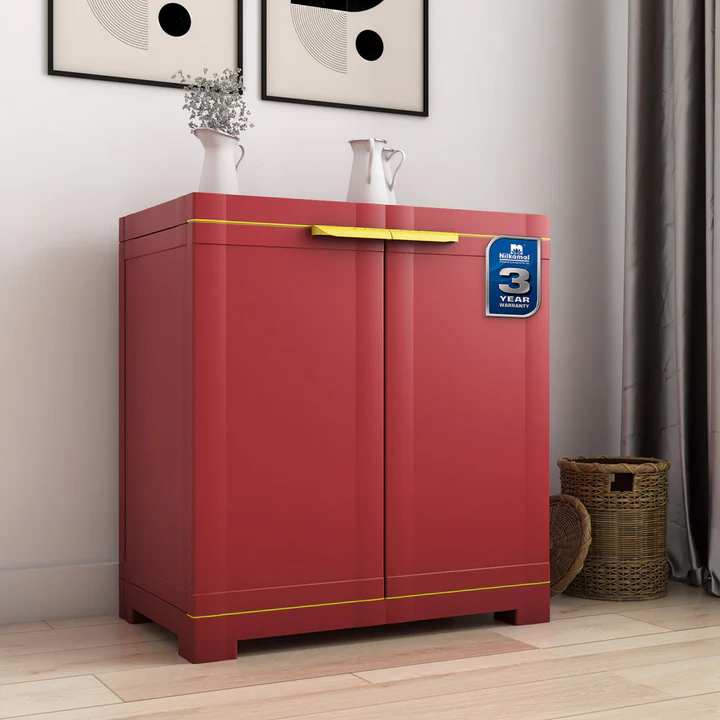 Freedom Mini Plastic Storage Cabinet - 2 Door (Red & Yellow), product view 1