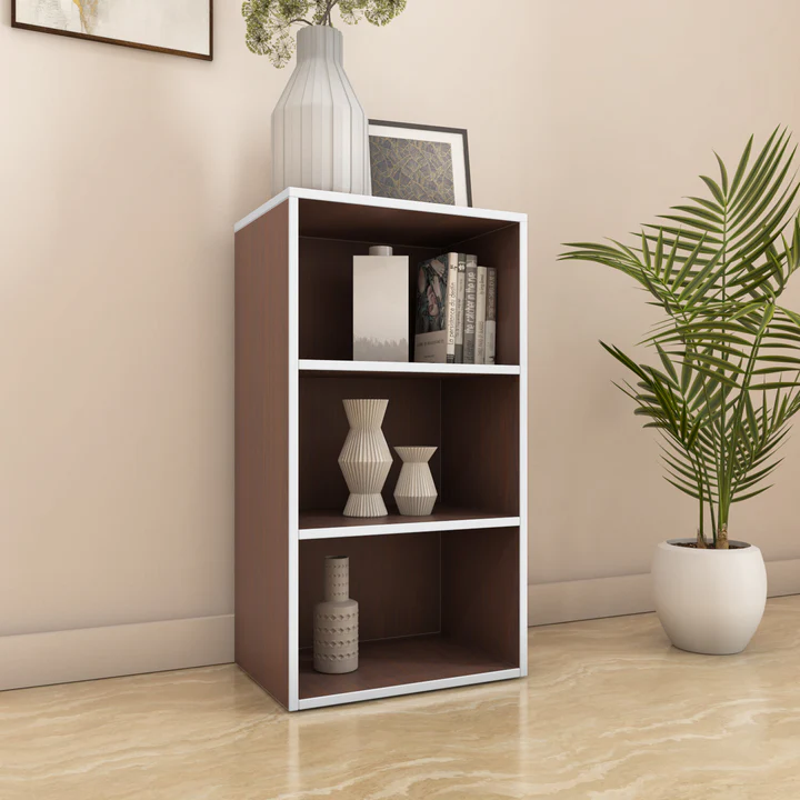 Halo 3 Tier Storage Cabinet - Open Bookshelf Organizer (Legno Oak), product view 1
