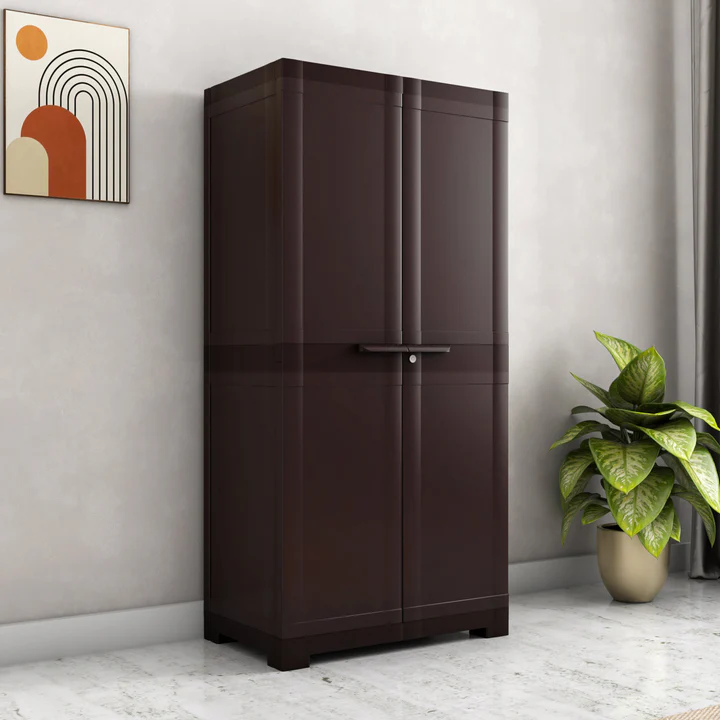 Modern 2 Door Storage Cabinet (Dark Charcoal Grey Finish), product view 1