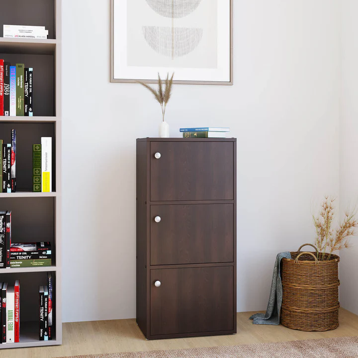 Wooden Storage Cabinet - 3 Door Vertical Storage Unit, product view 1