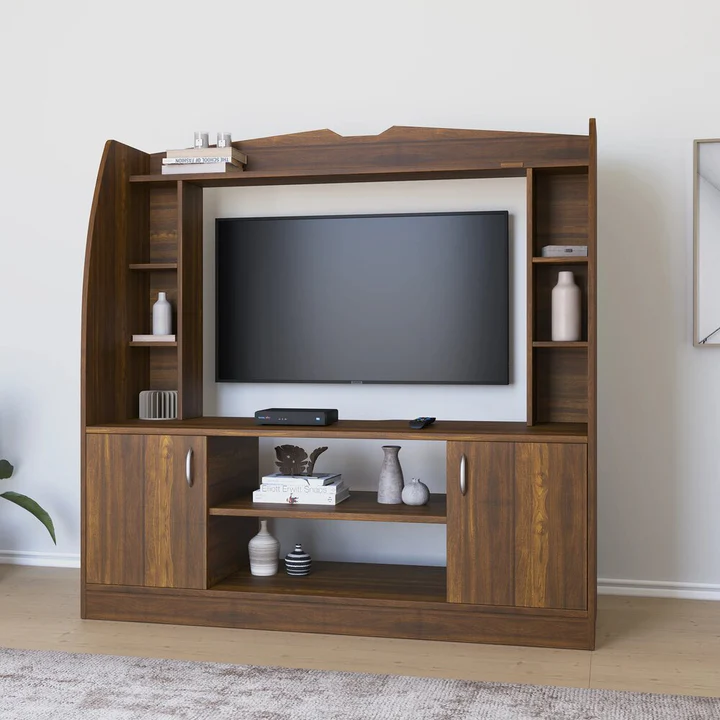 Wooden Wall Unit TV Cabinet - Premium Entertainment Unit with Storage, product view 1