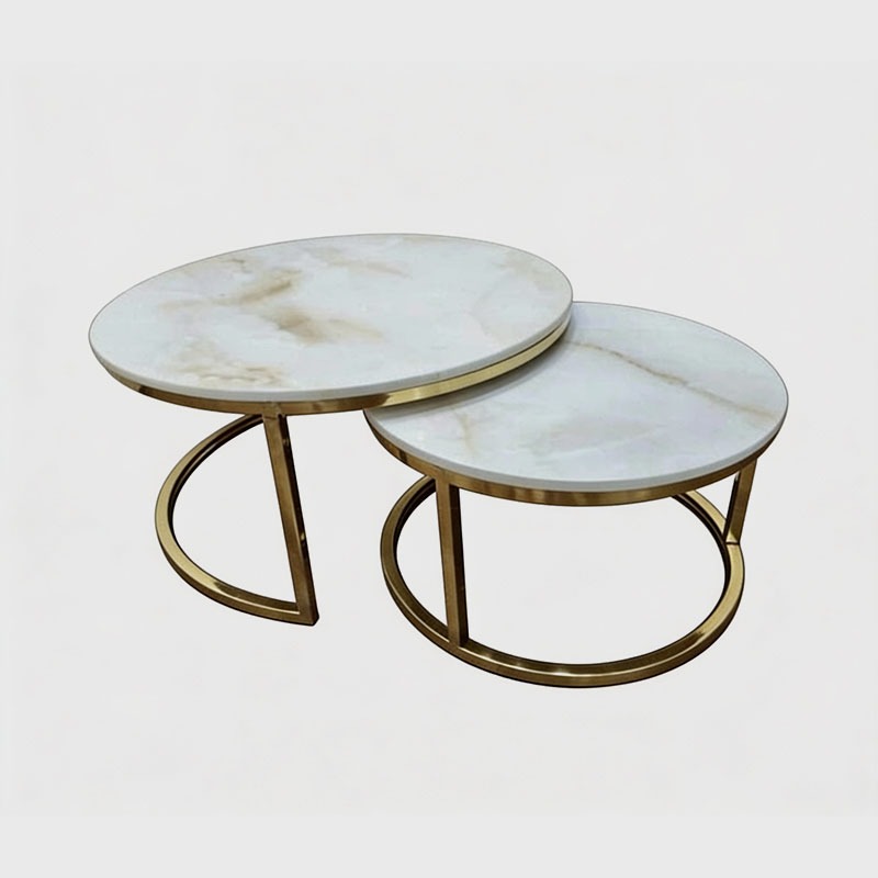 Aurelia Gold Marble Top Center Table Set (Set of 2), product view 1