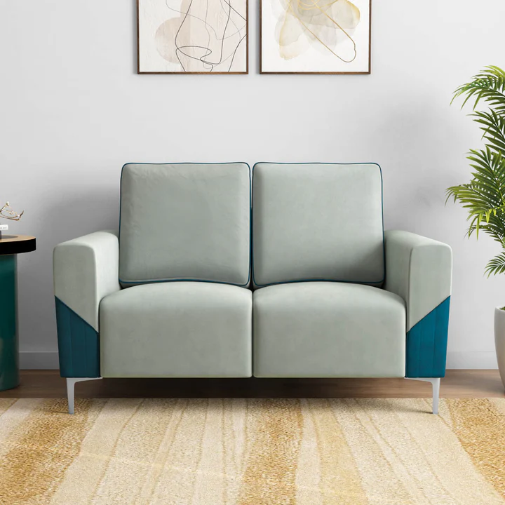 2 Seater Fabric Sofa - Modern Dual Tone Designer Sofa, product view 1