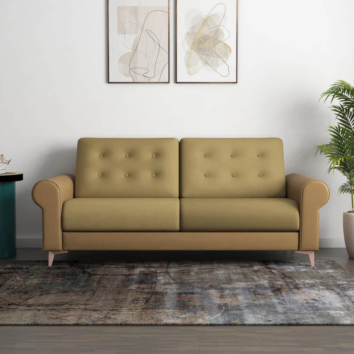 3 Seater Fabric Sofa - Modern Button Tufted Living Room Sofa, product view 1
