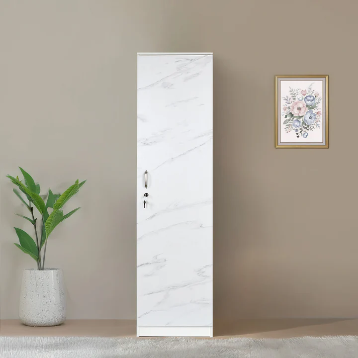 1 Door Marble Finish Wooden Wardrobe - Slim Storage Almirah, product view 1