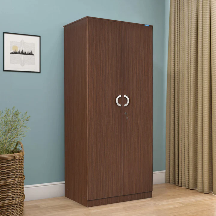 2 Door Wooden Wardrobe - Compact Bedroom Almirah with Lock, product view 1
