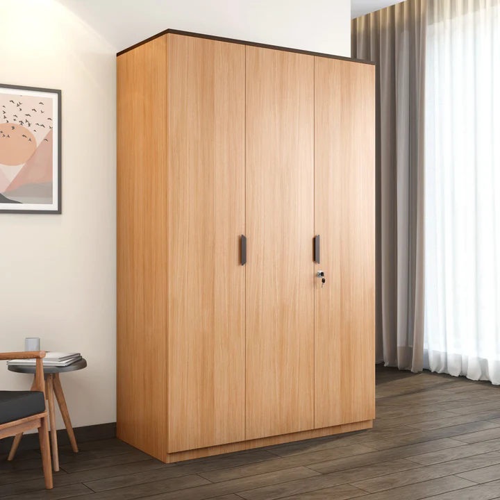 3 Door Wooden Wardrobe - Modern Bedroom Storage Almirah, product view 1