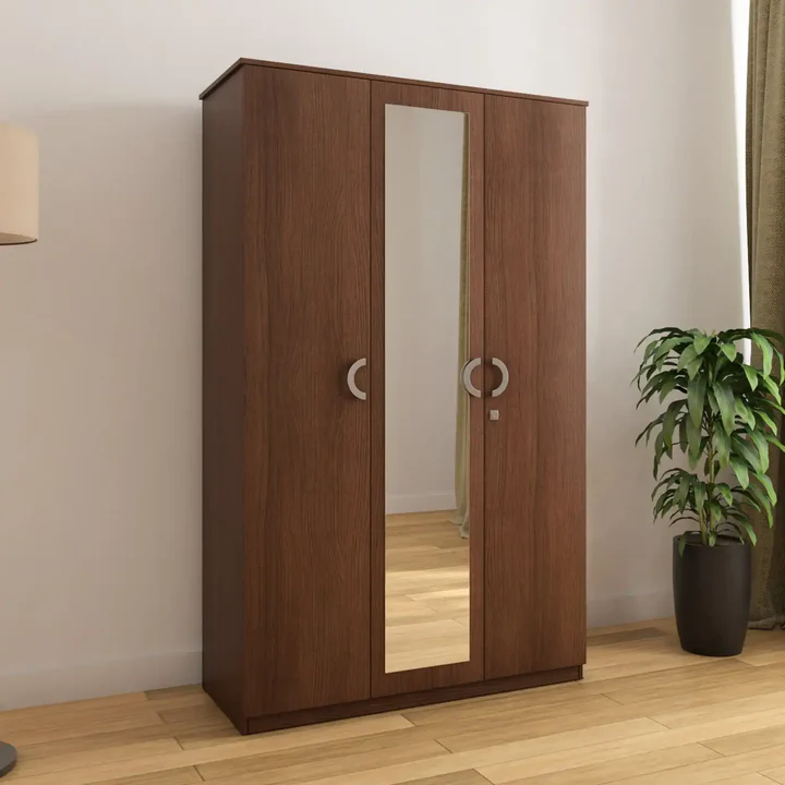 3 Door Wooden Wardrobe with Mirror - Stylish Bedroom Almirah, product view 1
