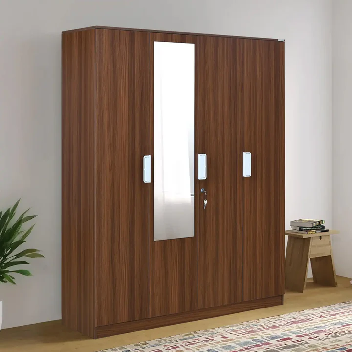 4 Door Wooden Wardrobe with Mirror - Large Bedroom Almirah, product view 1