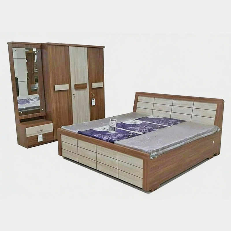 Classic Wooden Bedroom Set with Dressing Table & 3 Door Wardrobe, product view 1