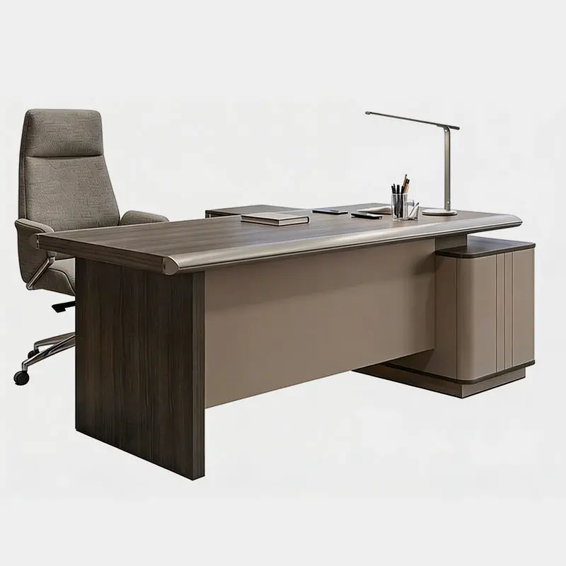 Modern Executive Office Table with Side Cabinet, product view 1