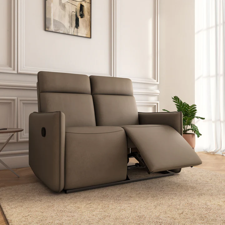 Carlton 2 Seater Manual Recliner Sofa (Light Brown) – Leatherette Reclining Sofa, product view 1