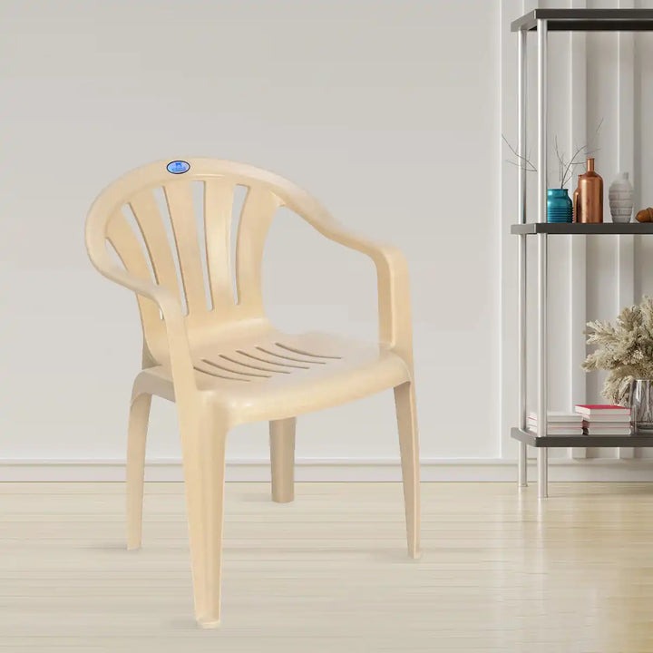 Plastic Arm Chair Set of 4 – Marble Beige Chairs, product view 1