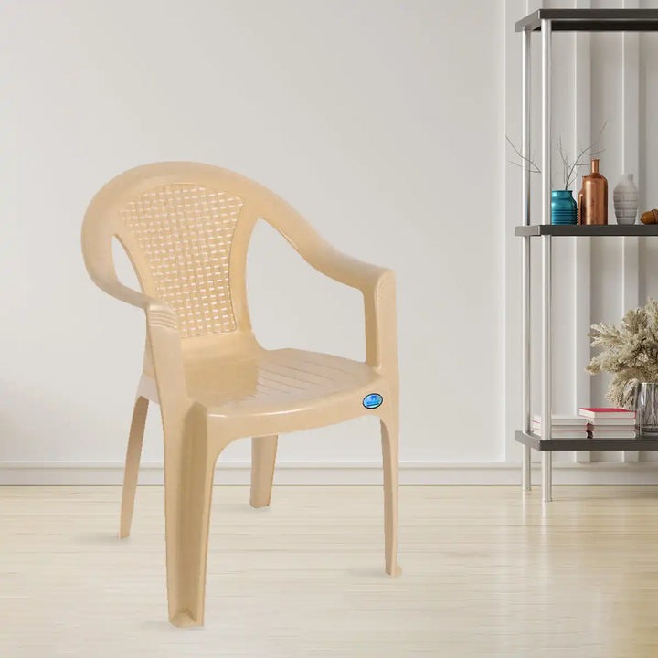 Plastic Arm Chair Set of 4 – Marble Beige Chairs, product view 1