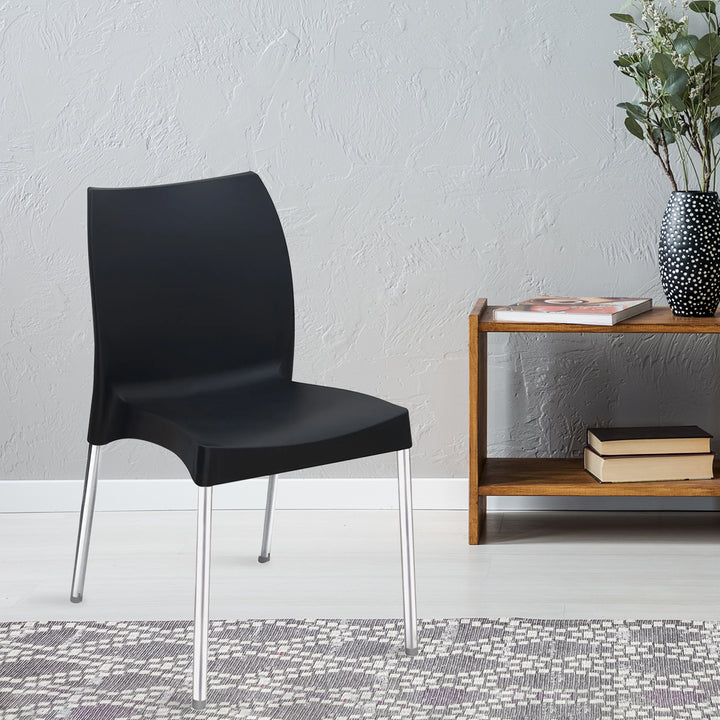 Novella 07 Plastic Armless Chair Set of 4 – Iron Black Chairs, product view 1