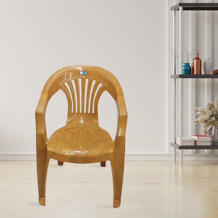 Plastic Arm Chair Set of 4 – Pear Wood Finish Chairs, product view 1