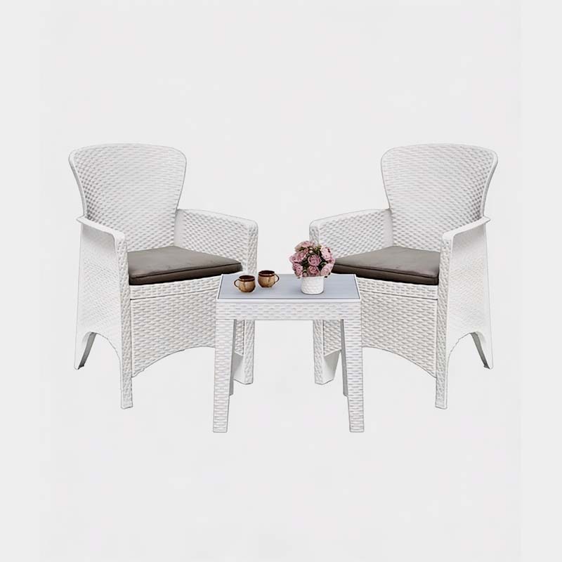 2 Seater Outdoor Balcony Table and Chair Set – White Garden Furniture, product view 1