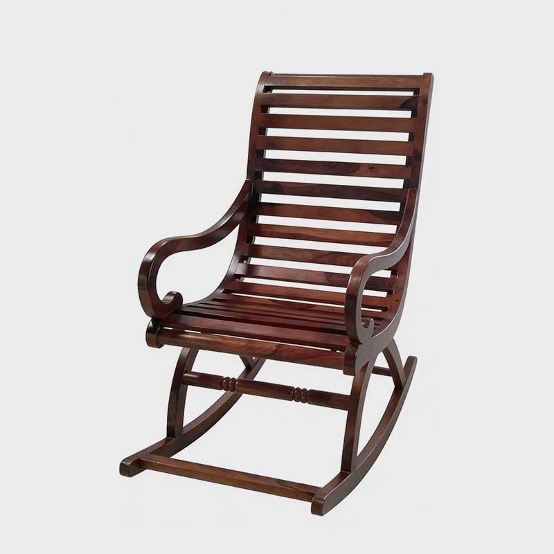 Classic Solid Wood Rocking Chair with Curved Armrests, product view 1
