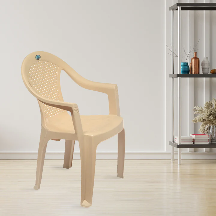 Plastic Arm Chair (Marble Beige), product view 1