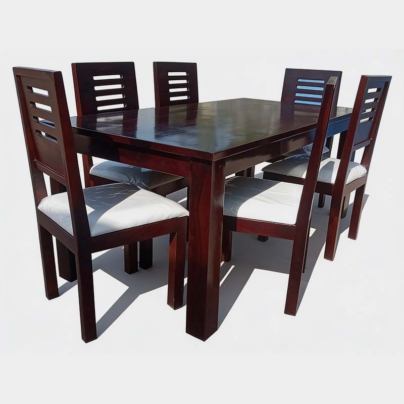 Solid Wood Antique Dining Table Set – 6 Seater, product view 1