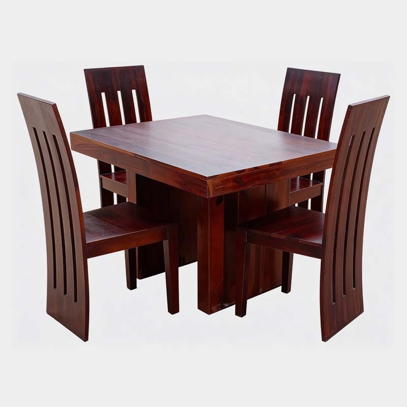 Antique Solid Wood 4 Seater Dining Table Set – Vintage Wooden Furniture, product view 1
