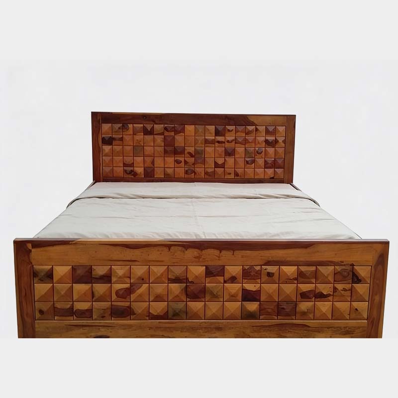 Antique Solid Wood Double Bed – Vintage Wooden Bed, product view 1