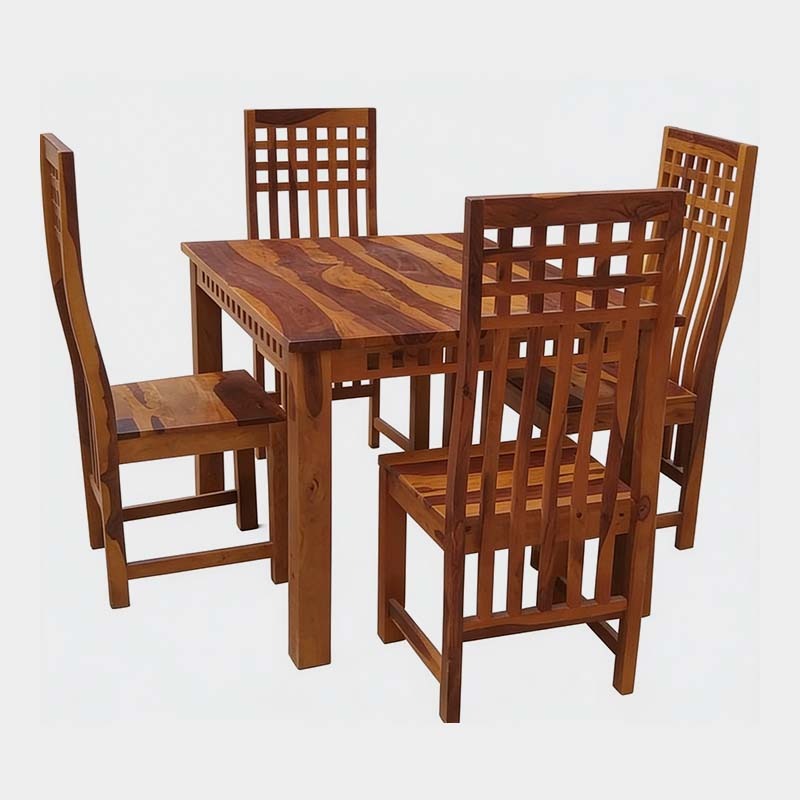 Premium Solid Wood 4-Seater Dining Table Set, product view 1