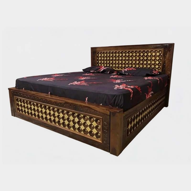 Antique Vintage Royal Carved Wooden Bed, product view 1