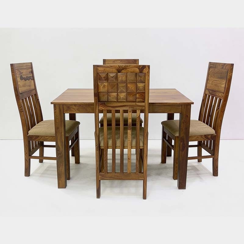 Antique Vintage Solid Wood Dining Table Set (4 Seater), product view 1